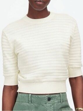 Madewell White Textured Knit Sweater Size Medium